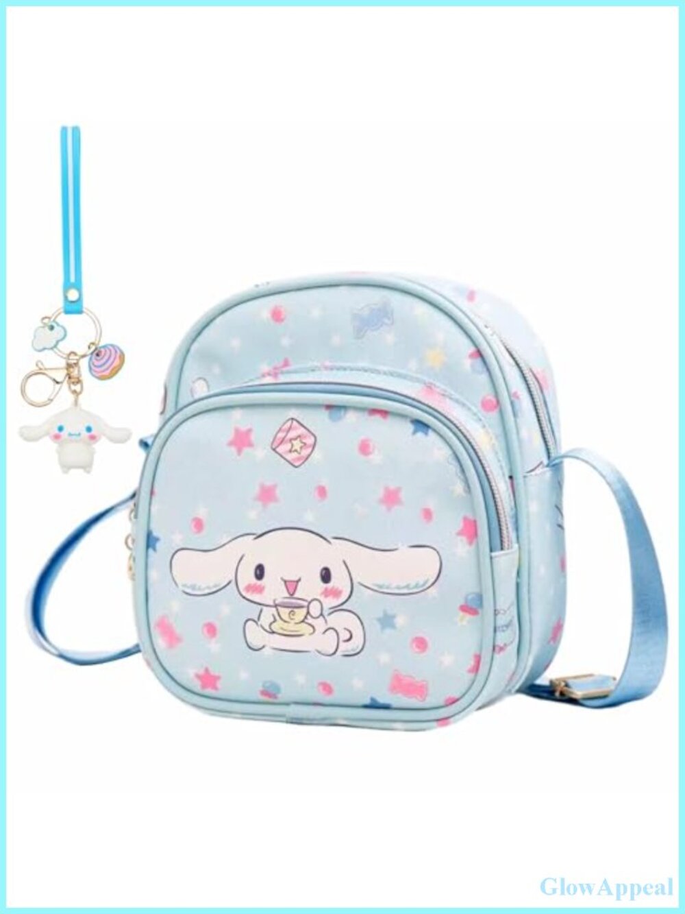 PU Leather Mini Crossbody Bag Cartoon Messenger Purse Adjustable Strap 2Pc Set